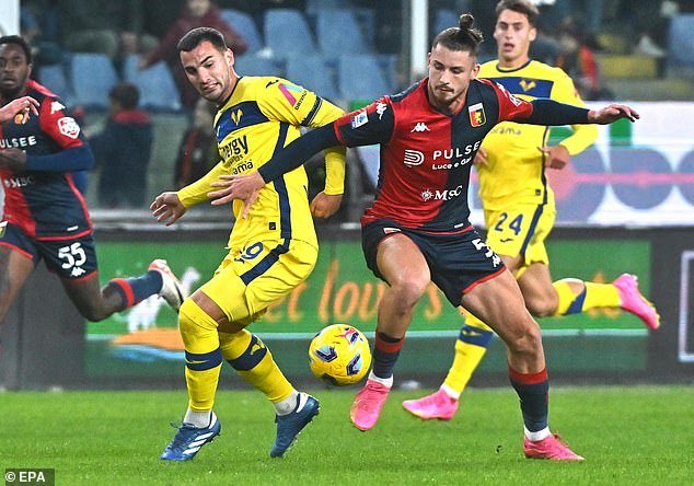 Dragusin (right) has a £26 million release clause in his Genoa contract, which runs until 2027