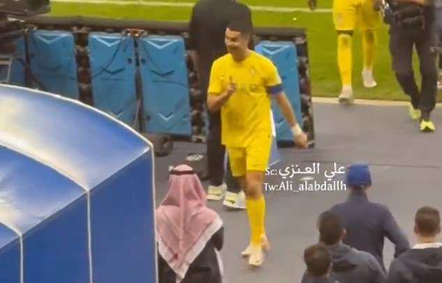 Ronaldo looked unhappy as he wagged his finger as he walked towards the tunnel