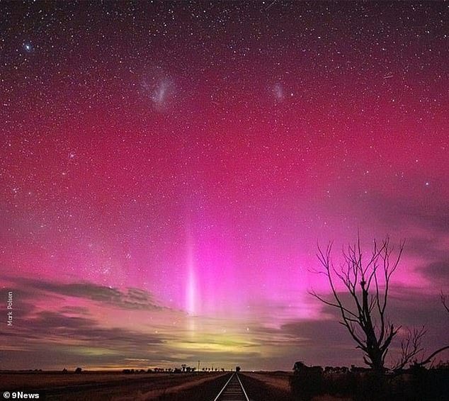 In Victoria, shades of pink were visible to the naked eye to those in rural areas far away from the light pollution of the city