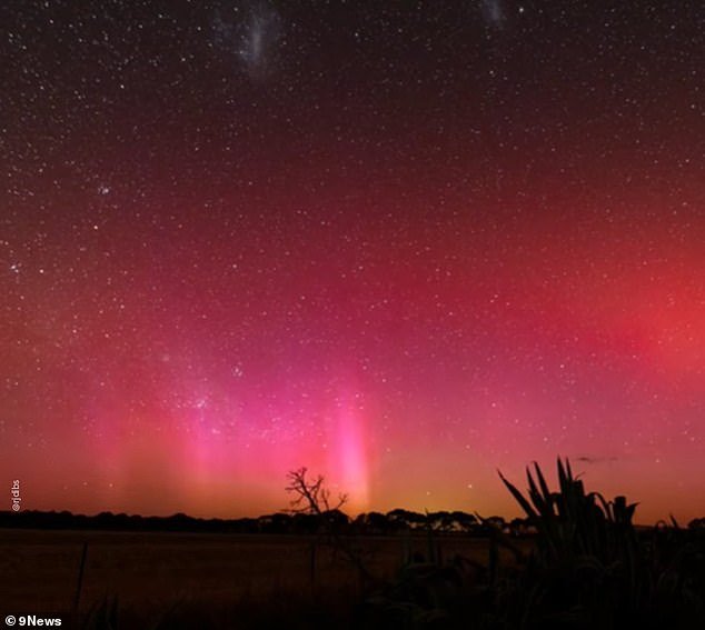 In South Australia the lights were a mesmerizing mix of red, pink and yellow and the Milky Way was clearly visible in the background