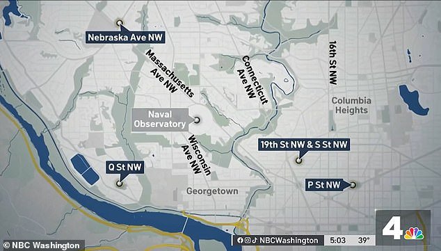 Incidents have occurred throughout Northwest DC