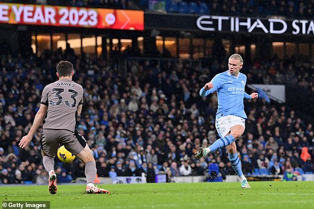 Haaland missed a huge chance earlier in the match that could have given City victory