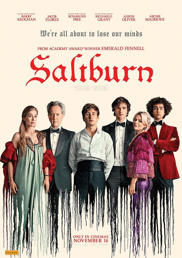 Produced by Margot Robbie's production company LuckyChap Entertainment, Saltburn follows Oxford University student Oliver Quick (Barry Keoghan), who is drawn into the aristocratic world of his charming new friend Felix Catton (Jacob Elordi).