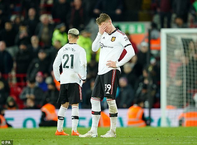 Manchester United's Scott McTominay looks dejected after Premier League match at Anfield in March 2023