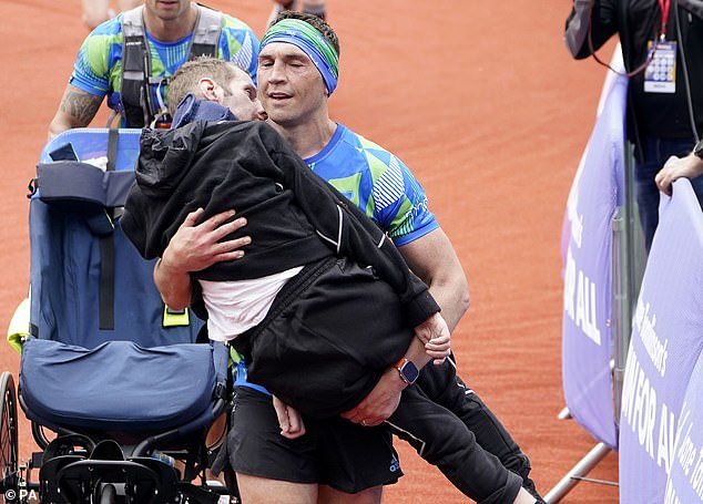 Sinfield and Burrow took part in the Leeds Marathon in June, with Sinfield carrying his friend across the finish line in emotional scenes