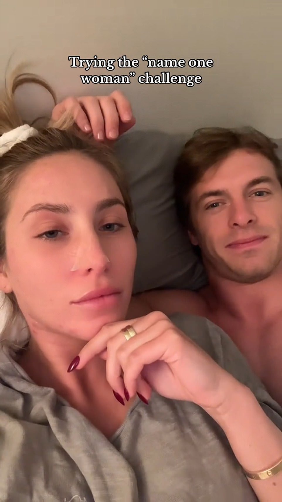 Clips of women testing their boyfriends have gone viral and the hashtag #Nameawoman has been viewed more than 37.6 million times.  Alix Earle and her gym boyfriend Braxton Berrios – who shared their sweetheart relationship online – even joined in on the trend.