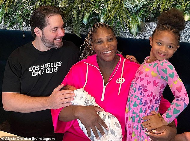 Serena announced Adira's birth in August with a TikTok family, while Alexis ecstatically shared the news on his Instagram page (pictured)