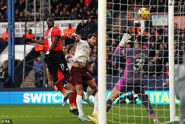 It was Elijah Adebayo who found the back of the net, beating Ederson with a powerful header