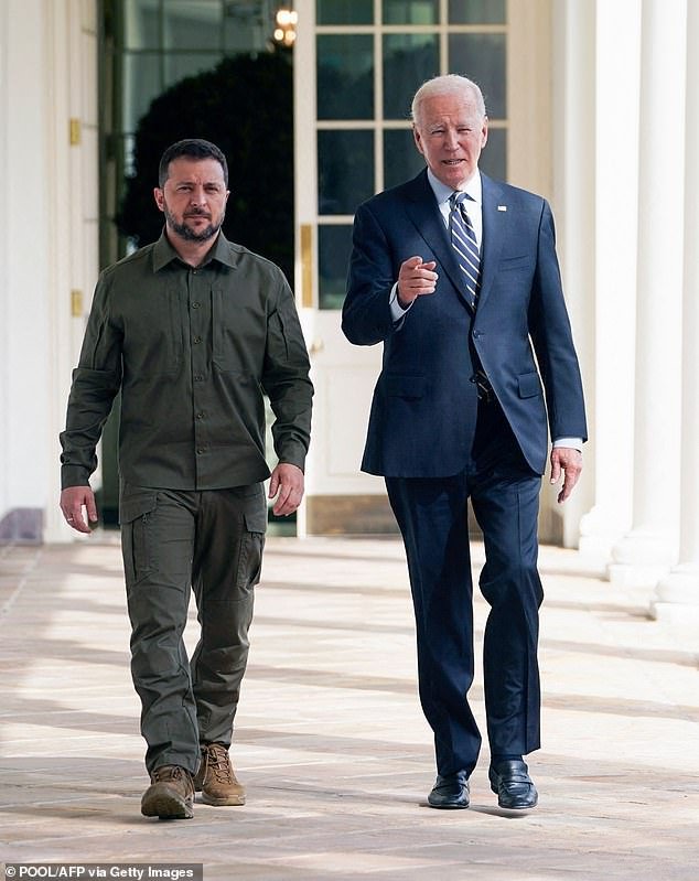 Biden has asked Congress for a $110 billion package in war funding for Ukraine and Israel, along with other national security priorities.  Zelensky walked alongside Biden through the White House colonnade to the Oval Office last September