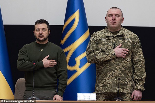 Vasyl Malyuk, head of the SBU – the Ukrainian security service – is pictured with Zelensky