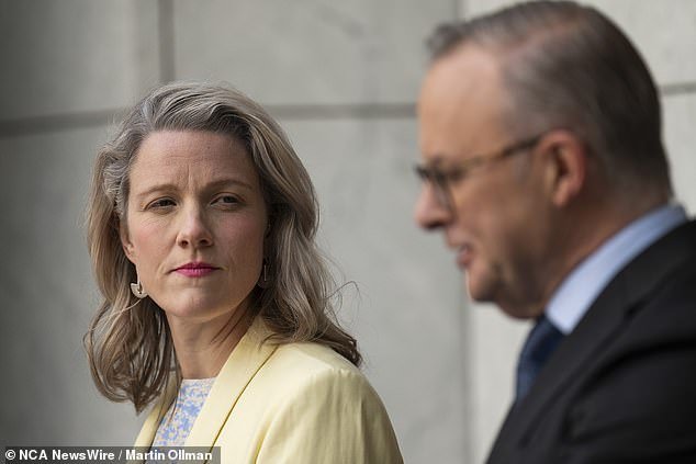 Home Secretary Clare O'Neil promises to reduce total net overseas migration by 185,000 over four years under new, stricter rules (she is pictured on the left with Prime Minister Anthony Albanese)
