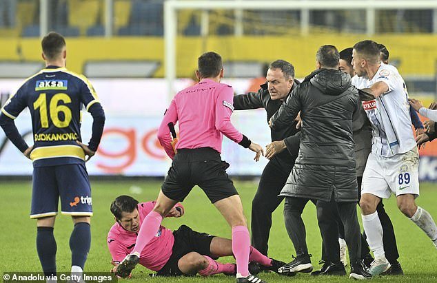 Koca stormed onto the pitch after his side's draw against Rizespor and attacked the referee