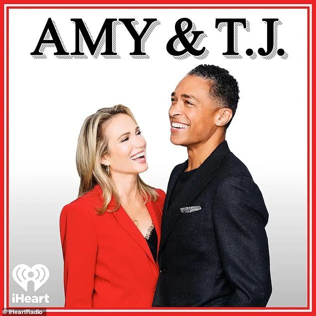 TJ Holmes and Amy Robach are pictured in a publicity photo for their new podcast.  They revealed their despair after their romance was exposed and Good Morning America dumped them as anchors
