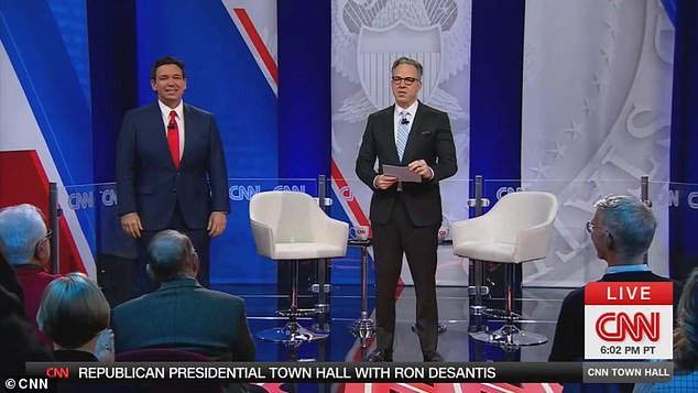 DeSantis joined CNN host Jake Tapper for a town hall in Des Moines, Iowa, on Tuesday evening, where he answered questions from the host and the live studio audience