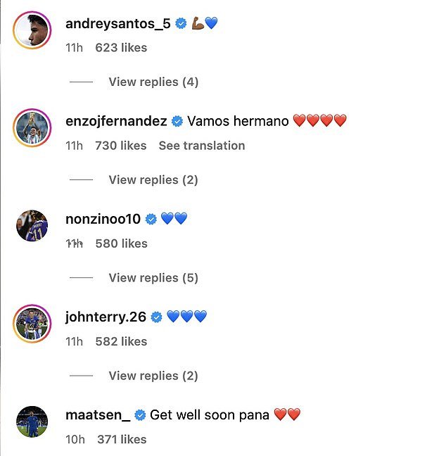 Many of Cucurella's Chelsea teammates were quick to express their support on Instagram
