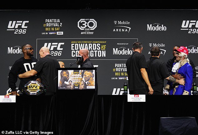 Emotions ran high between the pair when Covington made a joke about Leon Edwards' father