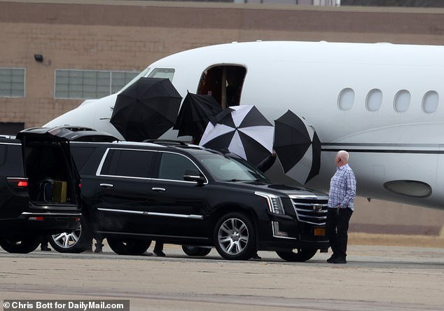 The op star's private jet landed in Massachusetts ahead of Sunday's NFL game