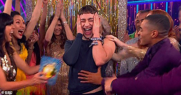 The Years & Years star, 33, took to Twitter to share a video after his place in the competition was announced during the Strictly Come Dancing final (pictured)