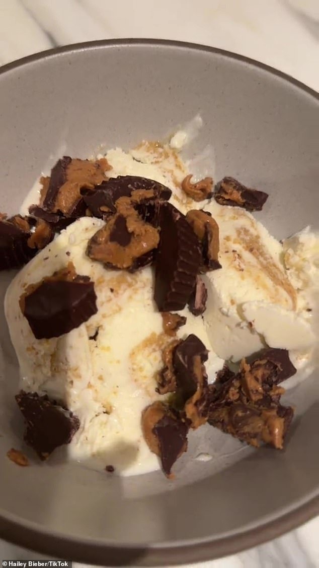 Hailey's creamy dessert ended up containing 31 grams of fat and 490 calories