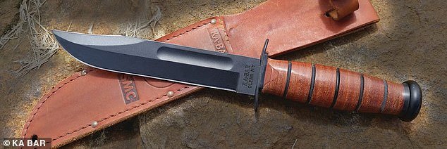 Investigators reportedly compared the DNA on a Ka-Bar knife sheath to that of Kohberger.  Pictured is a similar Ka-Bar seven inch hunting knife