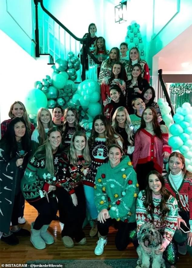 Kelce, Elliott and Lovato welcomed other WAGs to celebrate at Lovato's home in Philadelphia