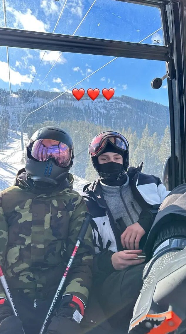 The NFL legged shared a series of photos of sons Benjamin (L) and Jack (R) on a ski lift