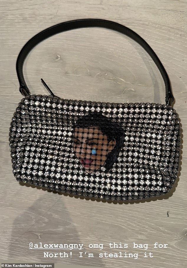 Kim shared a photo of a metal clutch with an image of her own crying face on her Instagram Stories on Saturday evening, joking that she might be 