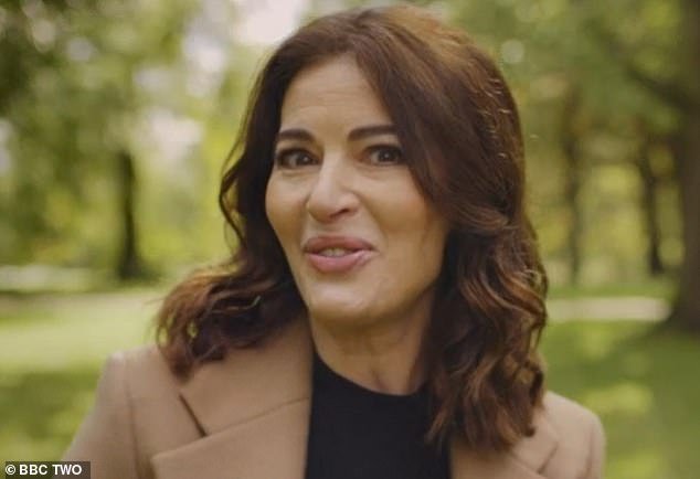 Unique: As she whipped up the rich mashed potatoes with butter, Nigella explained to fans: 'I still need a little milk - full fat - which I heated up in the meecro-wah-vey,'