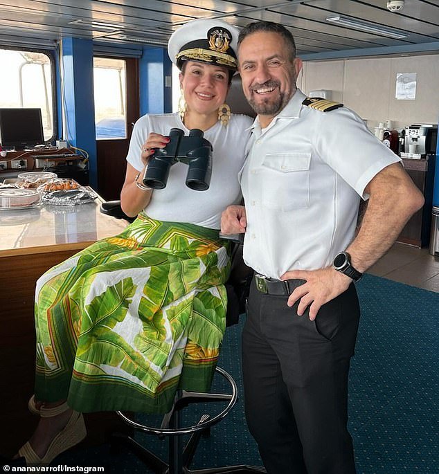 Ana had the opportunity to sit in the captain's chair as she and Al traveled by boat during their journey