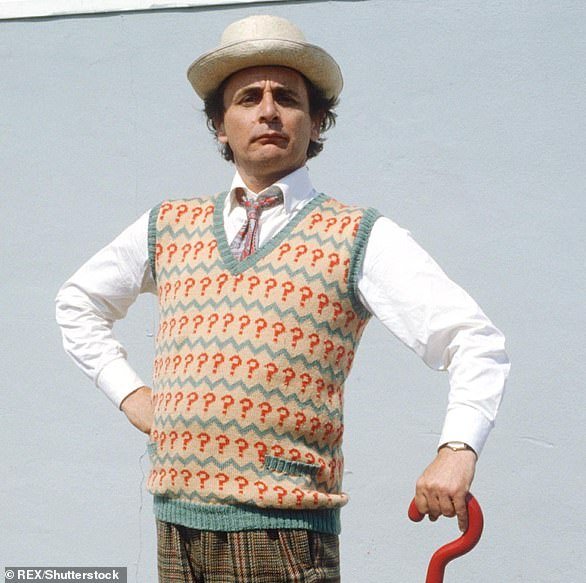 The Doctor entered his seventh incarnation with his trademark cane and punctuation vest
