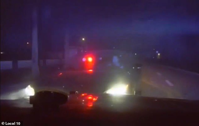 Wroy eventually hit the rear of the car, which spun out and stopped just in front of him, as seen in the dashcam video