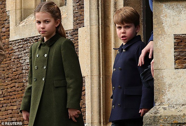 Princess Charlotte also joined her brother Prince Louis as they entered the church today