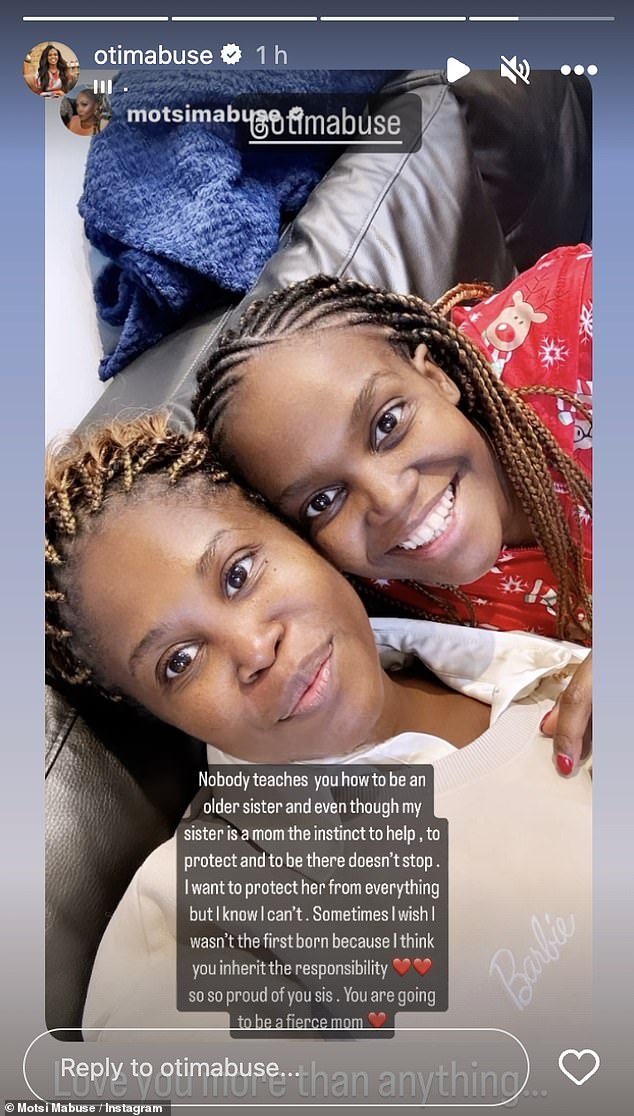 Oti's sister Motsi shared a selfie of the pair beaming, alongside a sweet caption praising the new mum