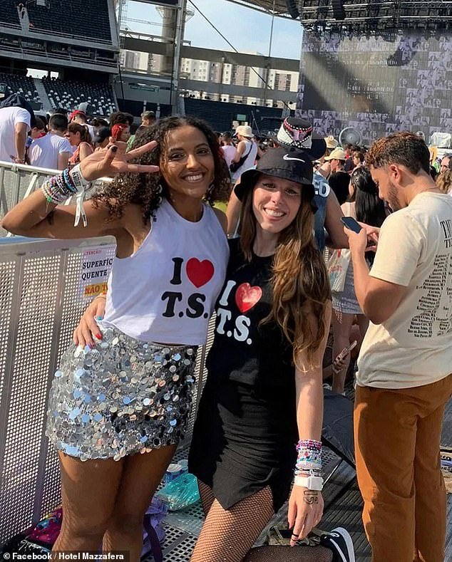 Ana Benevides poses with one of her friends just before she became ill from the extreme heat at the Taylor Swift concert and died in a hospital
