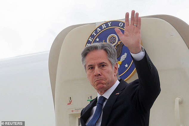 US Secretary of State Antony Blinken arrives at Felipe Angeles International Airport in Zumpango, Mexico