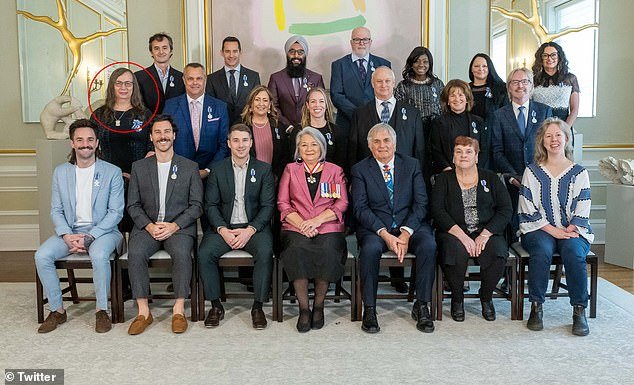 Official photos show her receiving the award along with dozens of other Canadians being honored for their 'exceptional actions'
