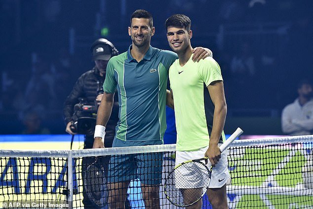 Novak Djokovic, left, remains the man to beat, but players like Carlos Alcaraz are getting closer