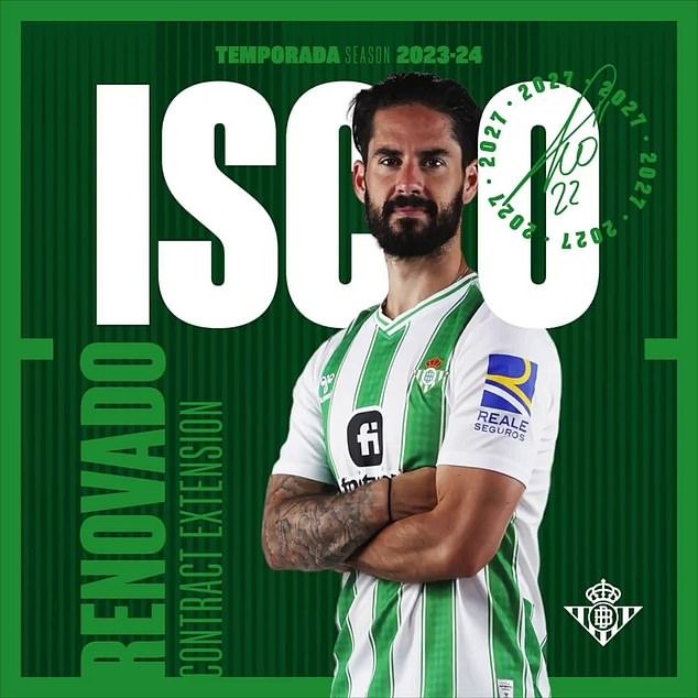 Isco has signed a new contract with the Seville club until 2027