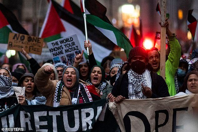 Pro-Palestinian protesters march demanding a ceasefire