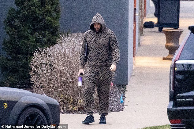 Travis Kelce was spotted in an animal print tracksuit before the Chiefs played the Bengals on Sunday