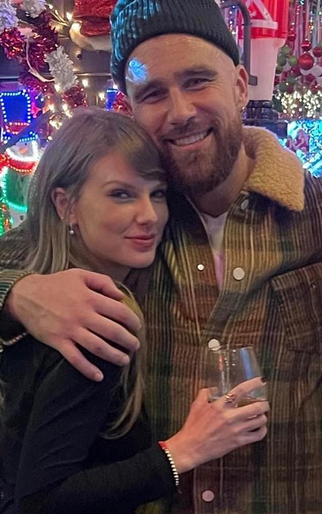 Taylor Swift, 34, and boyfriend Travis Kelce, 34 (pictured in early December) celebrated Christmas at his Kansas City mansion with Taylor's family and the NFL tight end's father, Ed