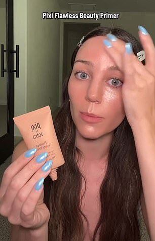 California-based beauty professional Madison Prettyman showed off her no-makeup look.  She starts with the Pixi Flawless Beauty Primer