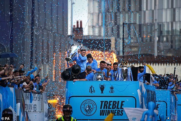 Manchester City celebrates winning the Treble after a sensational 2022-2023 season