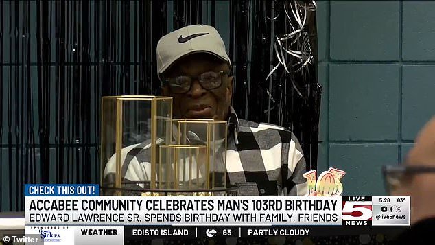 Edward Lawrence Sr., who worked as a church plumber until he was 99, recently celebrated his 103rd birthday and shared his words of wisdom: “Eat and mind your own business.”