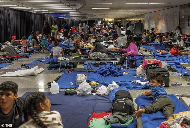 O'Hare International Airport housed hundreds of migrants in a restricted area as the crisis gained traction this summer