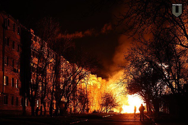 Four people were killed and nine were injured after Russian forces shelled residential areas in southern Ukraine's Kherson region.  In the photo: an image of the explosion shared by President Zelenskyy