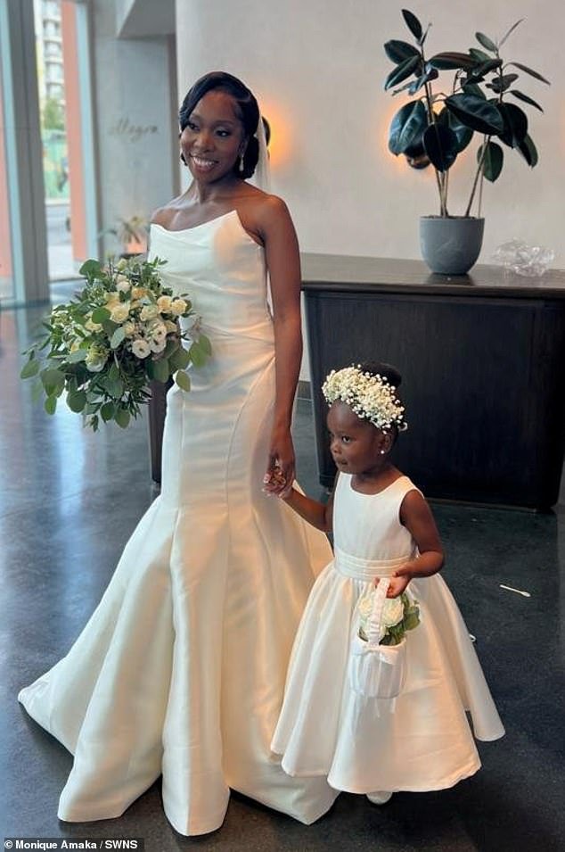 Monique Amaka, 30, who married her husband Bunmi in July, wore a total of four wedding dresses to celebrate the occasion