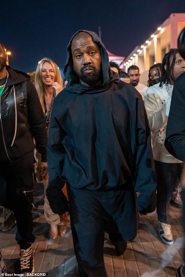 Kanye West unleashed a shocking anti-Semitic tirade in which he shouted: 'Jesus Christ, Hitler, thou!  Sponsor that!'  at an event in Las Vegas on Friday (photo last month)