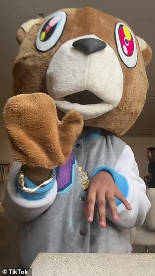 North, 10, channels her dad's mascot, including dressing up as a bear for Halloween videos on TikTok