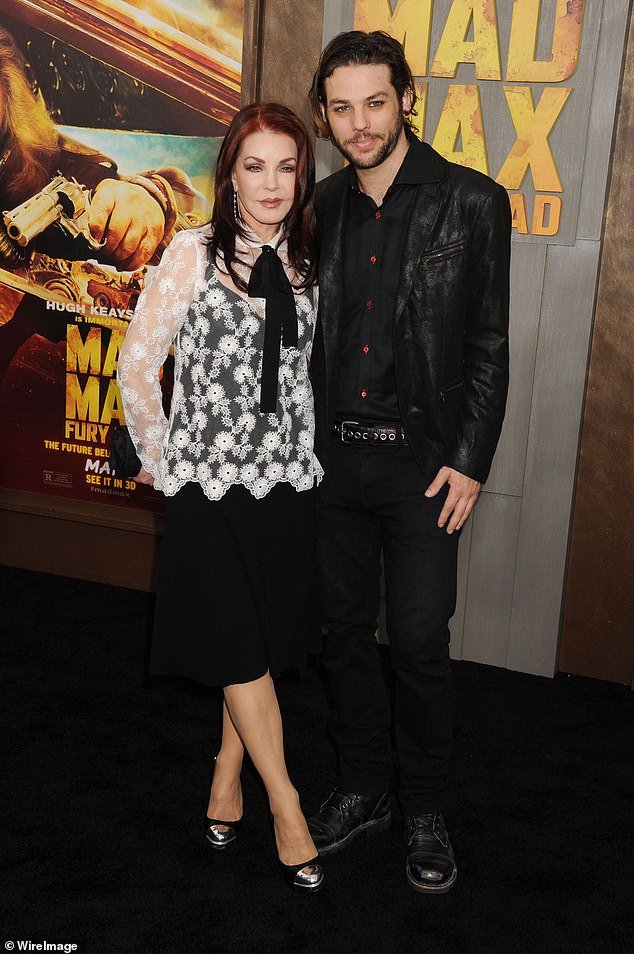 Lisa Marie Presley's half-brother Navarone Garibaldi 'slammed his late sister and claimed he didn't miss her' in a social media tirade, according to new reports.  (pictured with mother Priscilla Presley in 2015)
